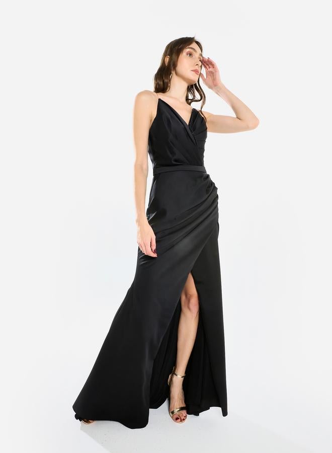 House of Moda Women Drape Silhouette Gown Maxi Dress - Image 3